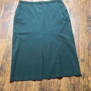 Vintage Maggie McNaughton Woman's Midi Green Skirt Side Pockets Long Slit 18W
